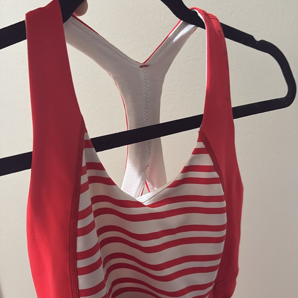 Lululemon XS Tank with built in bra- red and white stripes with one call out❤️ - Picture 4 of 12
